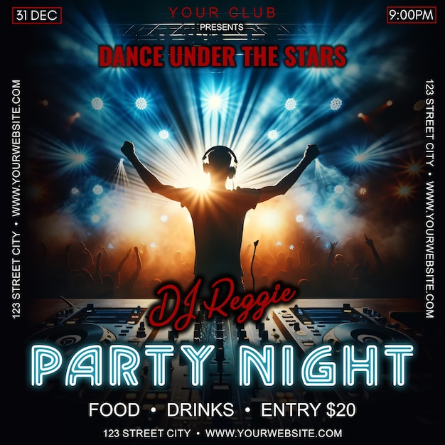 PSD club dj party night flyer poster ad