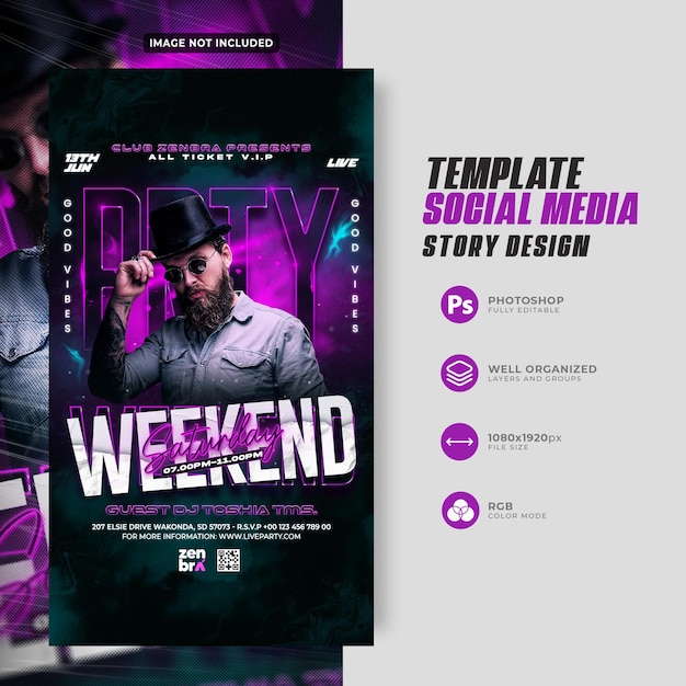 PSD club dj party social media and instagram story banner