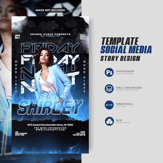 PSD club dj party social media and instagram story template