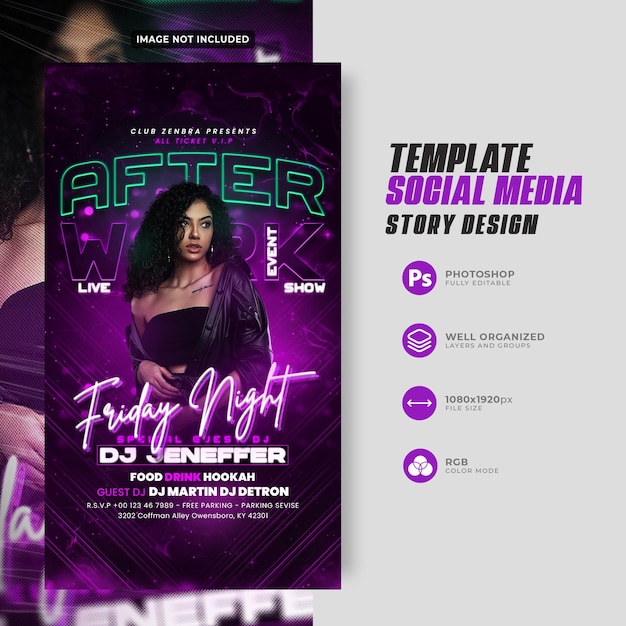 Club dj party social media e modello di storia instagram