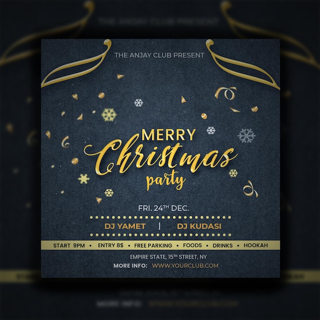 クラブチラシクリスマスパーティーイベントテンプレートとソーシャルメディアポストプレミアムデザイン