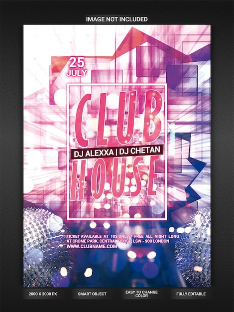PSD club house party flyer template
