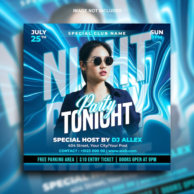 PSD club live dj party flyer social media post and web banner