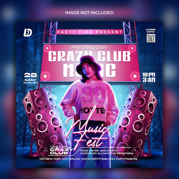 PSD club music party flyer design template