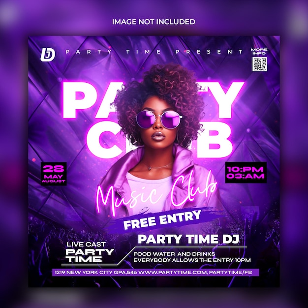 PSD club music party flyer design template