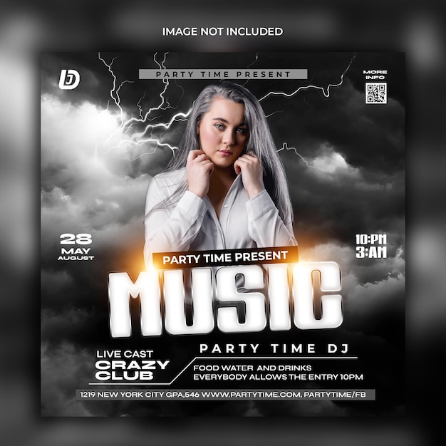 PSD club music party flyer design template