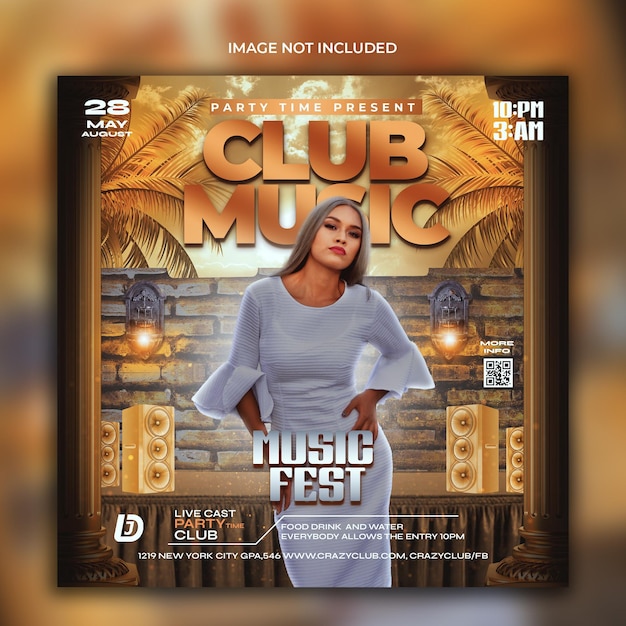 PSD club music party flyer design template