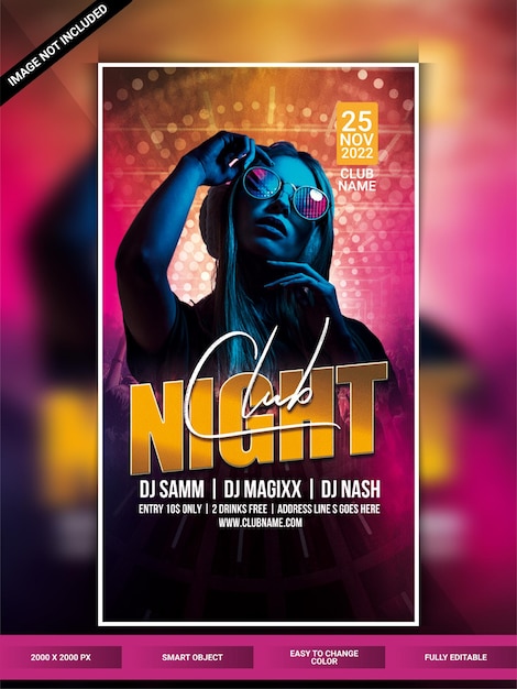 Modello di banner web instagram notte club