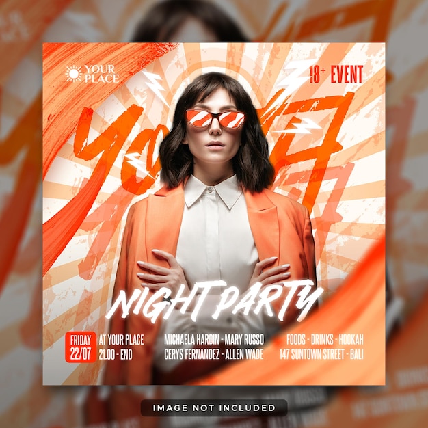 PSD club night party event flyer social media post template