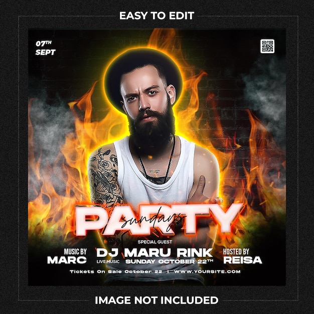 Club party flyer or social media banner template