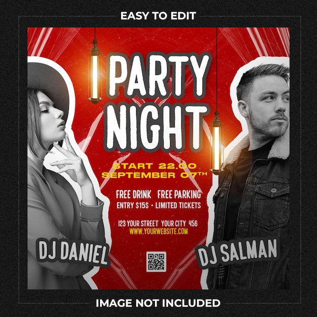 Club party flyer social media post template