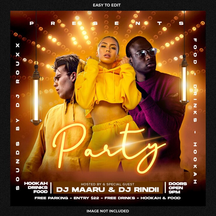 PSD club party flyer social media post template