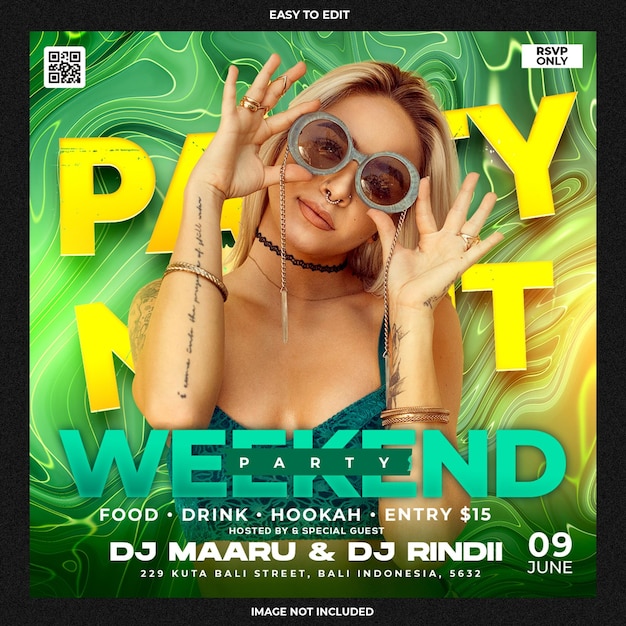 Club party flyer social media post template