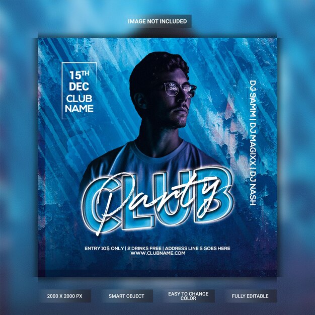 PSD club party flyer template