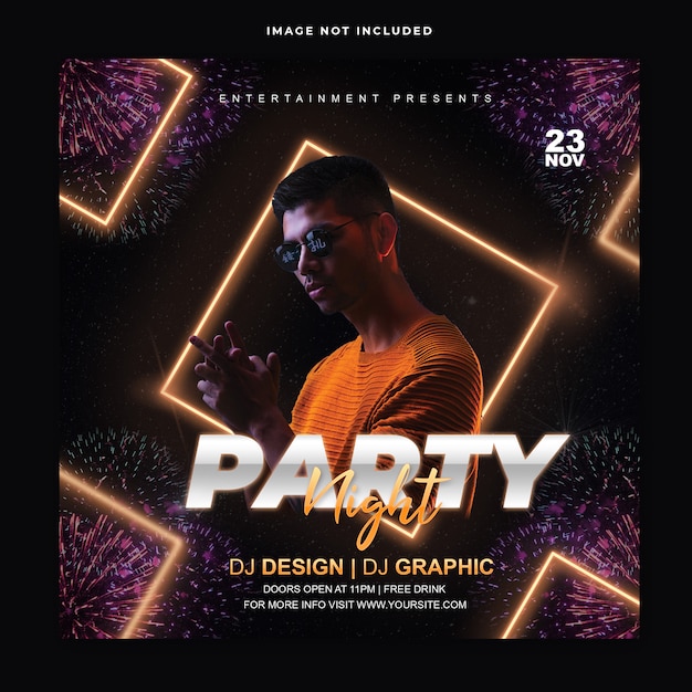 PSD club party instagram post template