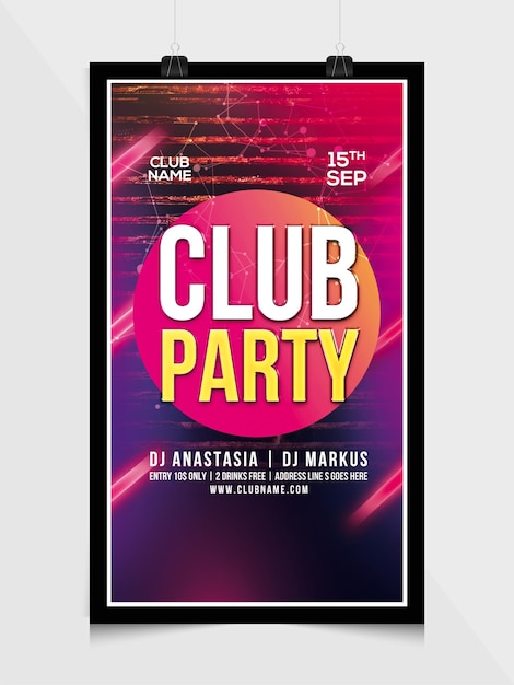 Club party instagram web banner template or social media post