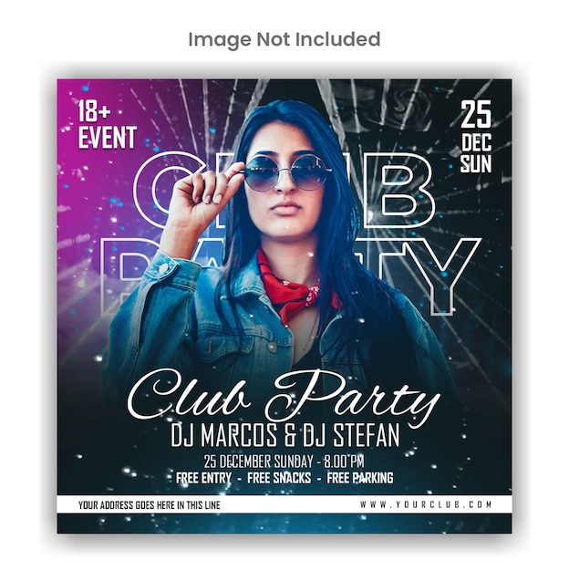 Premium PSD | Club party social media or instagram post template design