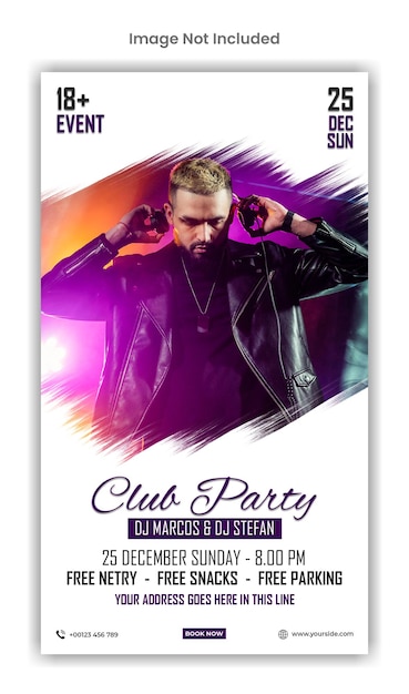 Club party social media instagram story template design