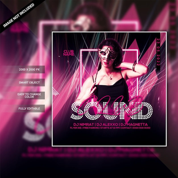 Club sounds party flyer template