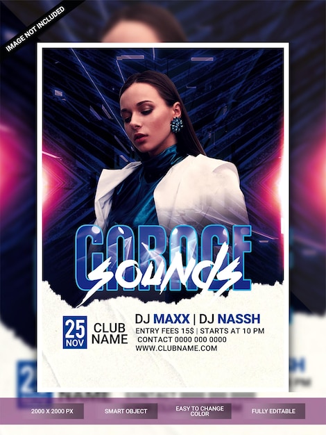 Club sounds party flyer template