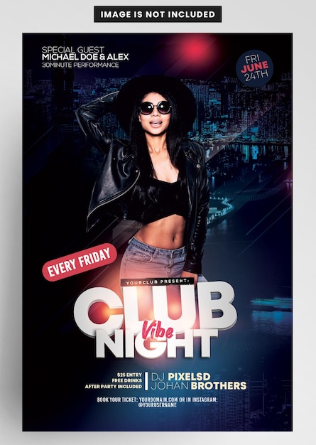 Club vibe sound dj party night flyer-sjabloon