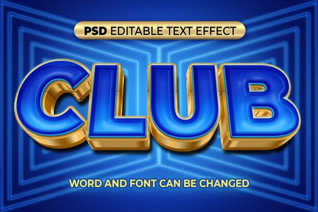 PSD clubblauw teksteffect 3d