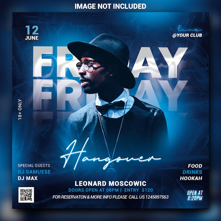 PSD clubfeest flyer social media post en webbannersjabloon premium psd