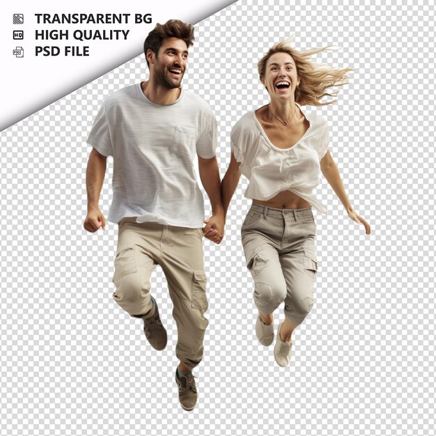 PSD clumsy white couple ultra realistic style white backgroun