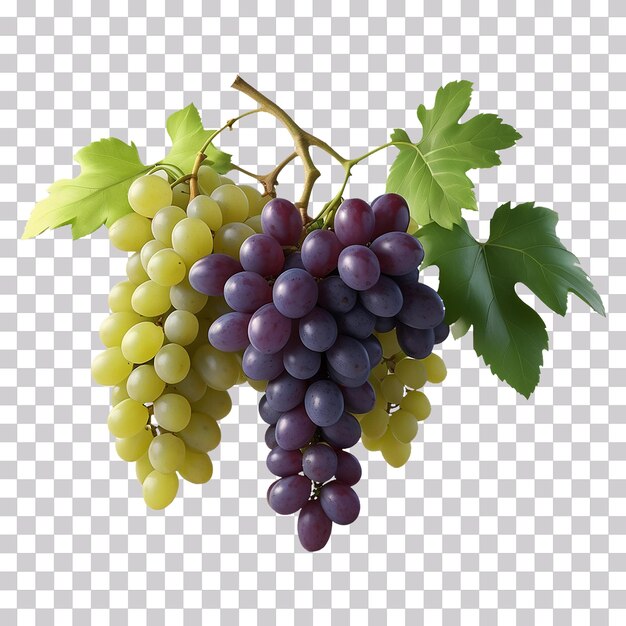 A cluster of green grapes isolated on transparent background