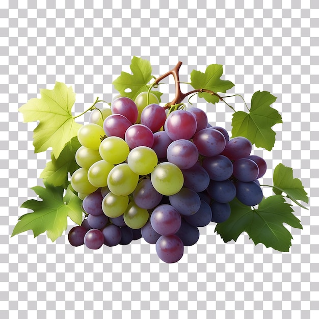 A cluster of green grapes isolated on transparent background