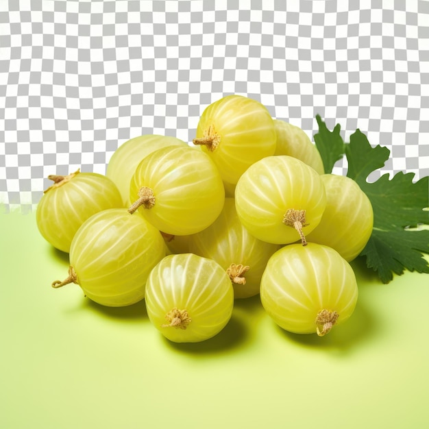 PSD Кластер желтого винограда с листом на прозрачном