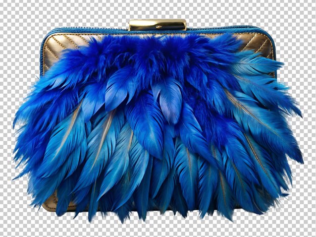 PSD clutch fatto con piume blu