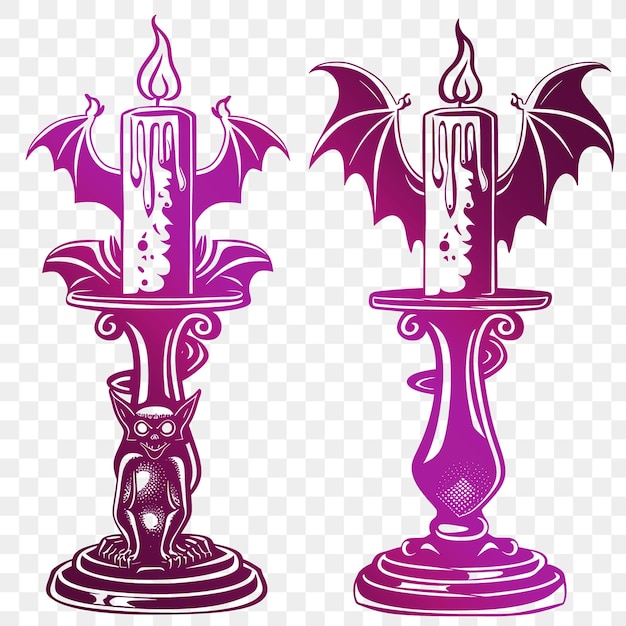 Cnc candlestick ink art met gargoyle en bat motifs kleine garg outline die cut tattoo tshirt art