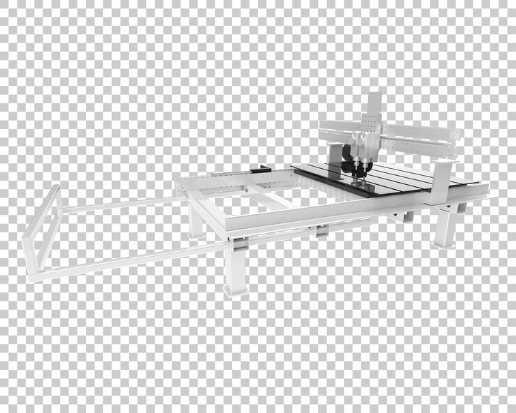 PSD cnc machine isolated on transparent background 3d rendering illustration