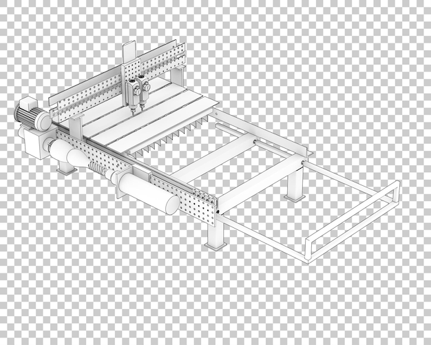 PSD macchina cnc isolata su sfondo trasparente 3d rendering illustrazione