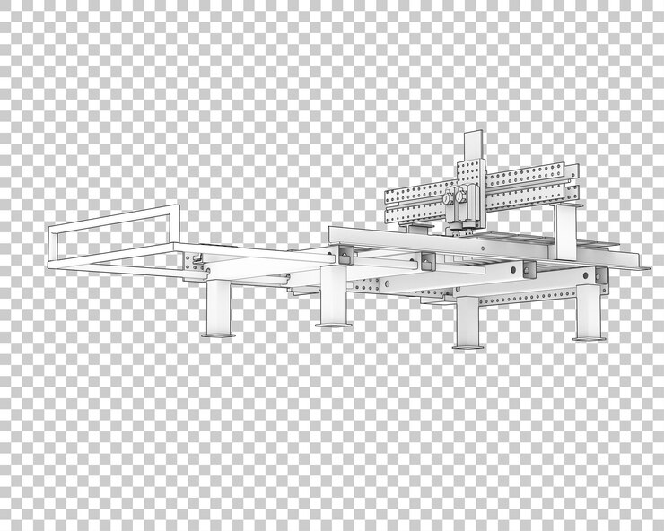 PSD cnc machine isolated on transparent background 3d rendering illustration