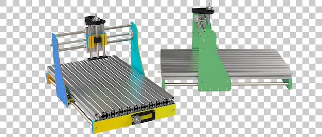 PSD macchina cnc isolata su sfondo trasparente 3d rendering illustrazione