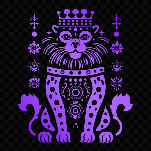 Cnc 봉인 잉크 아트와 사자 및 왕관 디자인 작은 사자 및 크로 아웃라인 다이  문신 티셔츠 아트