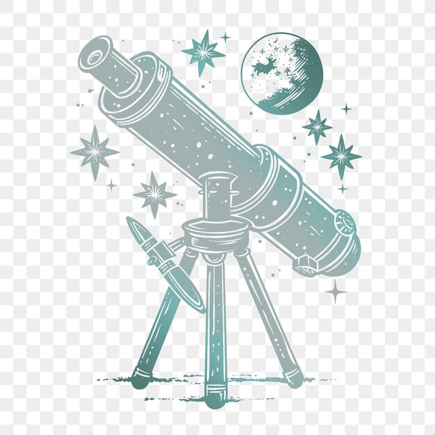 PSD cnc telescope ink art met ster en maan ontwerpen kleine ster en outline die cut tattoo tshirt art
