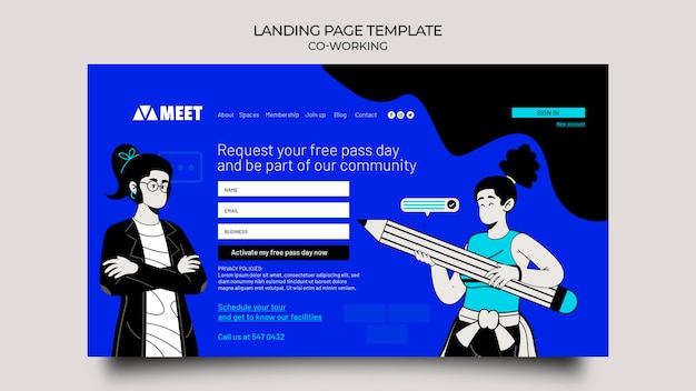 PSD co-working landing page template