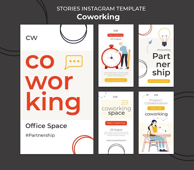 PSD co-working social media stories