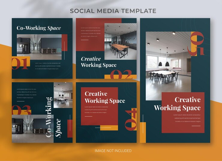 PSD co-working space social media business pack bundle template premium psd