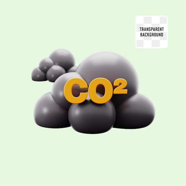 PSD co2 cloud carbon dioxide emissions global ecology factory industry exhaust emission smog 3d icon illustration render design