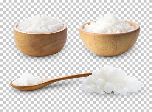 Coarse sea salt on white background