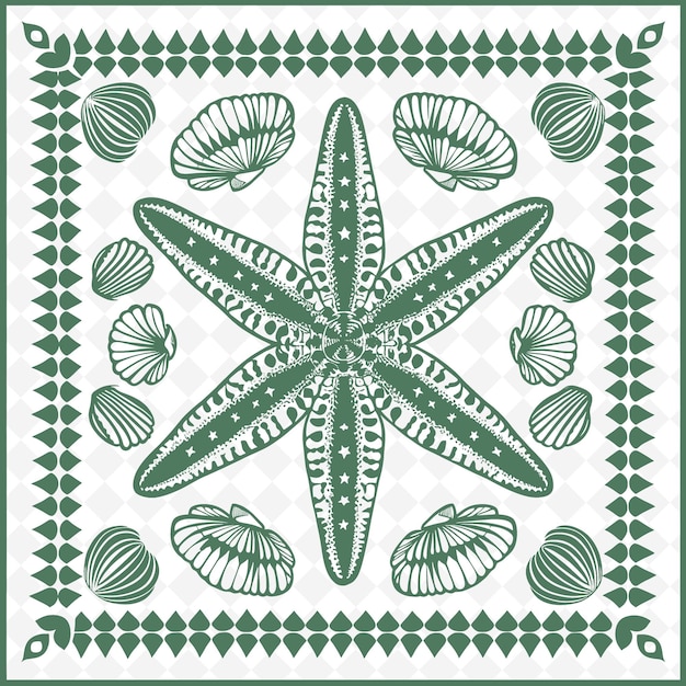 PSD coastal sand dollar outline met sterrenpatroon en seashell illustration decor motifs collection