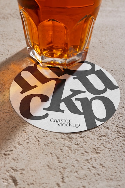 PSD coaster mockup  indoors