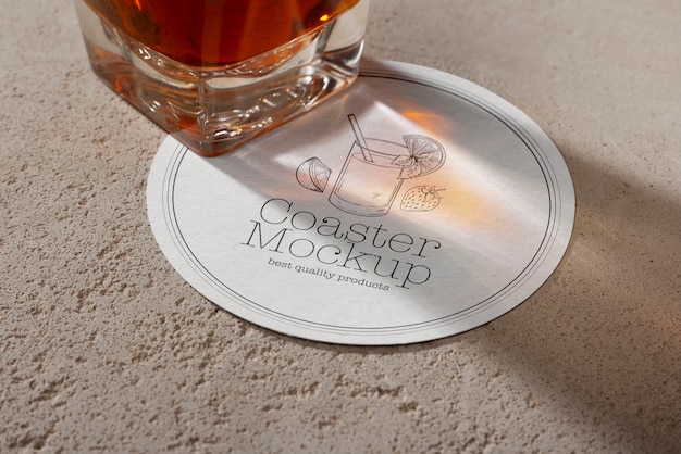 PSD coaster mockup  indoors