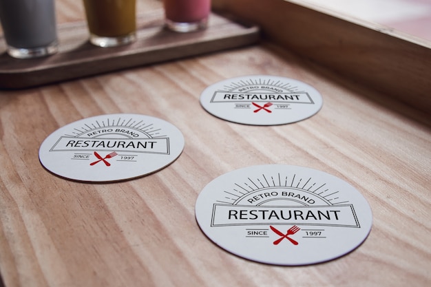 PSD coasters mock-up and organic smoothies