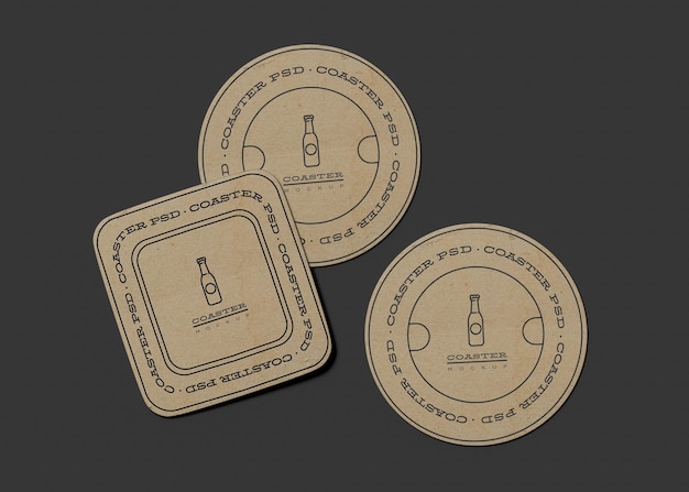 PSD coasters mockup set