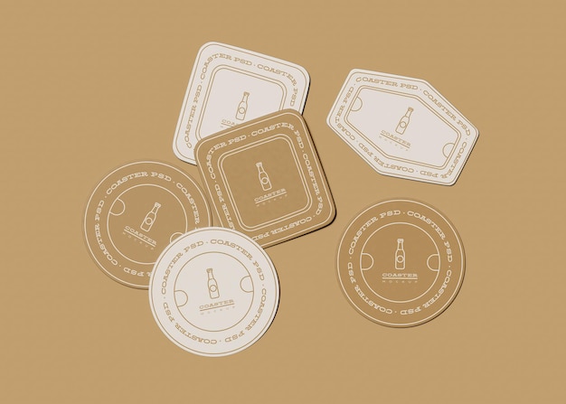 PSD coasters mockup set